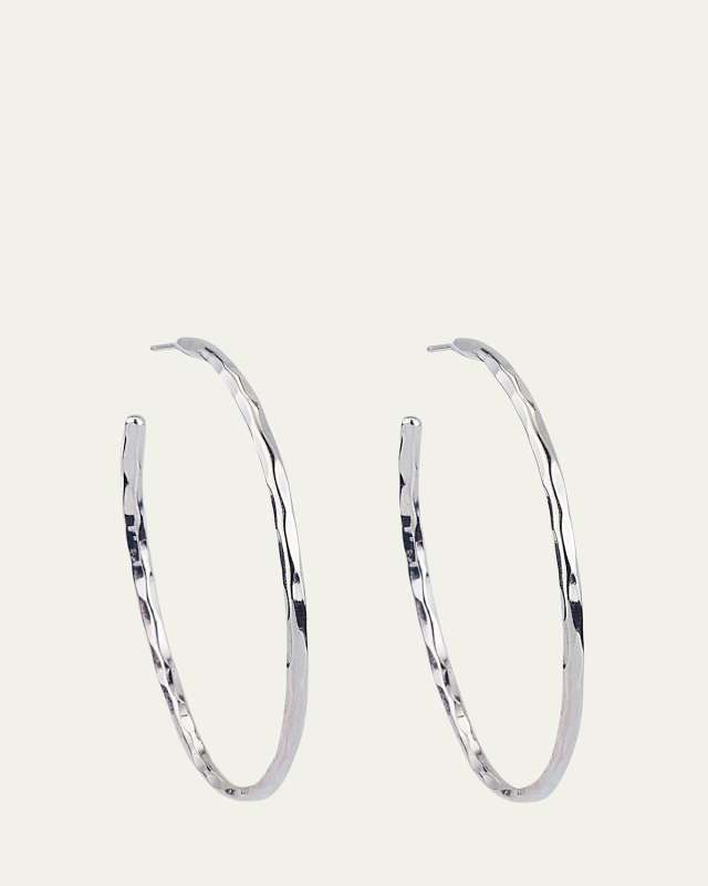 Silver Thin Hammered Earrings